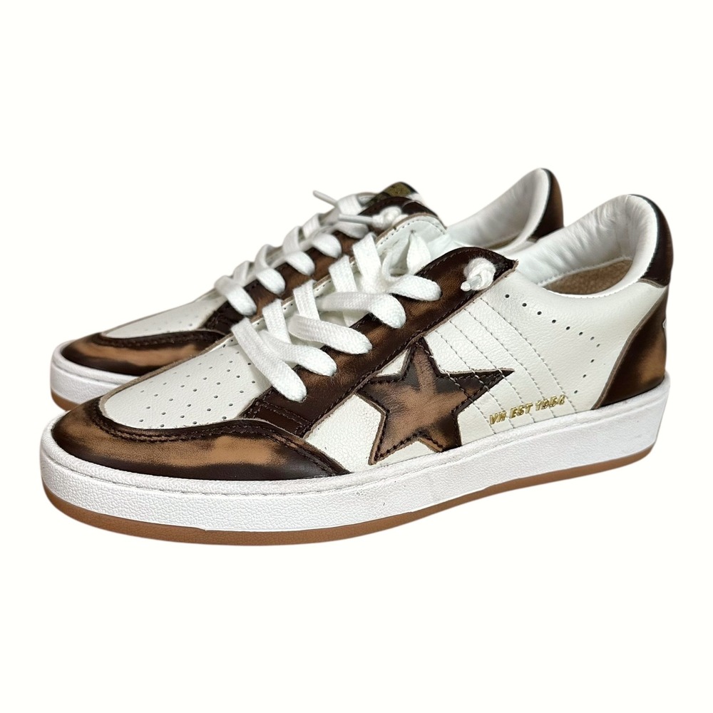 Vintage Havana Women Bronze Distressed Star Low Top Sneakers VH EST 1954 White - Picture 5 of 16